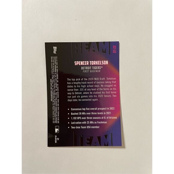 (Spencer Torkelson 2022 topps stadium club chrome card # BT-22 Beam Team) - Picture 2 of 3